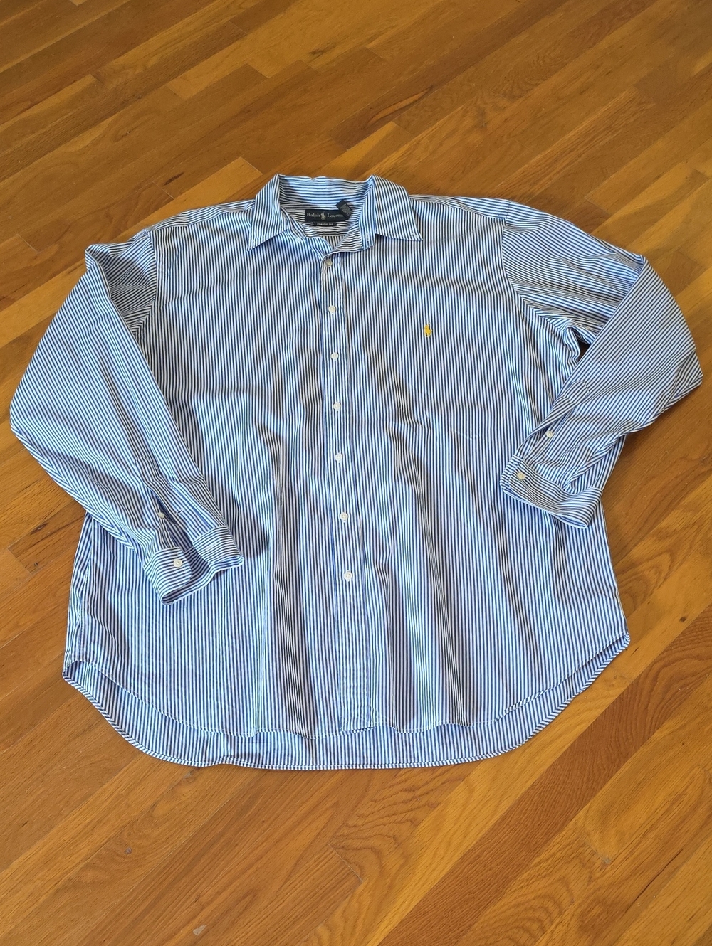 Polo by Ralph Lauren Blue & White Oxford Striped Cotton Button-Down Shirt